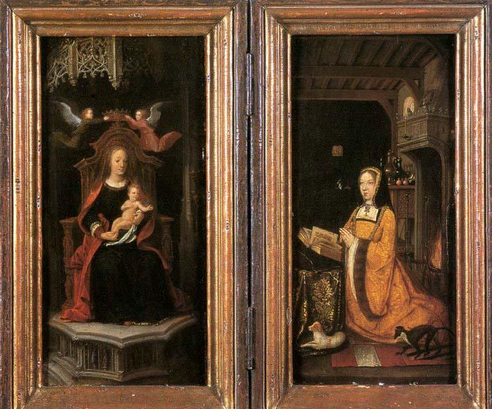 unknow artist Diptych with Margaret of Austria Worshipping